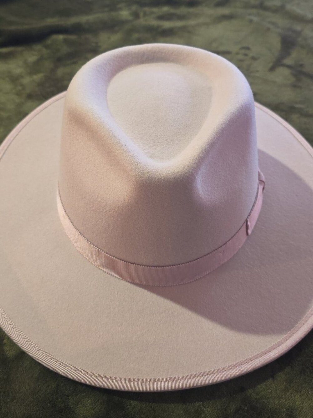 Luna Bloom Hand-Painted Rancher Hat Blush Pink Rose Gold Leaf Wide Brim OS - Picture 3 of 6
